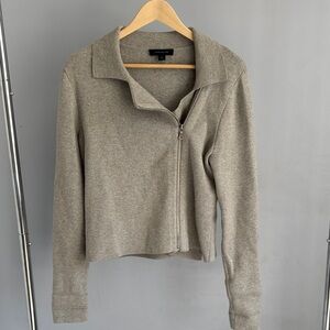 Ann Taylor Gray Knit Moto Jacket